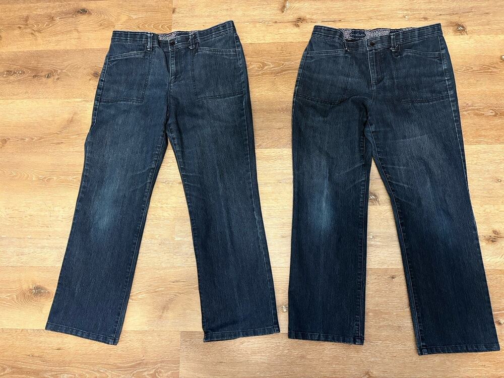 Lot 2 Gloria Vanderbilt Sz 12P Dark Blue Denim Jeans Straight Leg Stretch